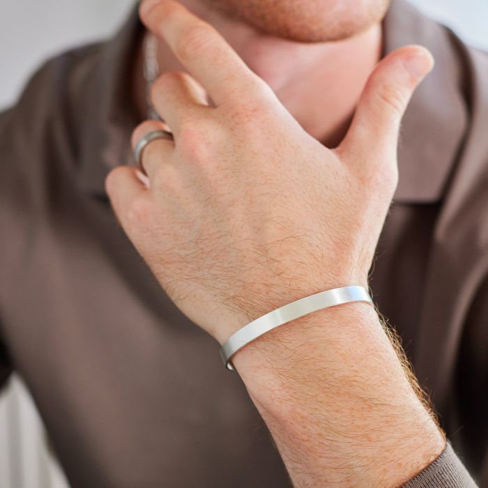 Atelier De Famille Jonc Homme Mat Ouvert Argent Massif