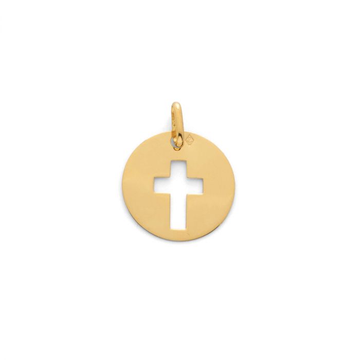 atelier de famille Médaille ajourée croix Or 18 carats chaîne Or 18 carats en option