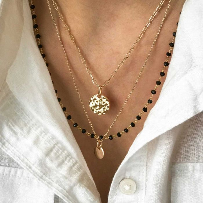 atelier de famille Trio de colliers sur chaîne plaqué Or