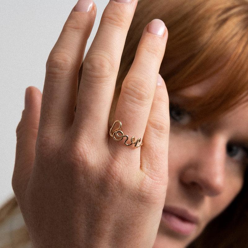 Atelier Paulin Bague Originale Love - Or Jaune Laminé