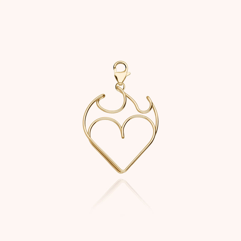 atelier paulin Big Locket Charms Cœur Enflammé - Pendentif en Or Laminé