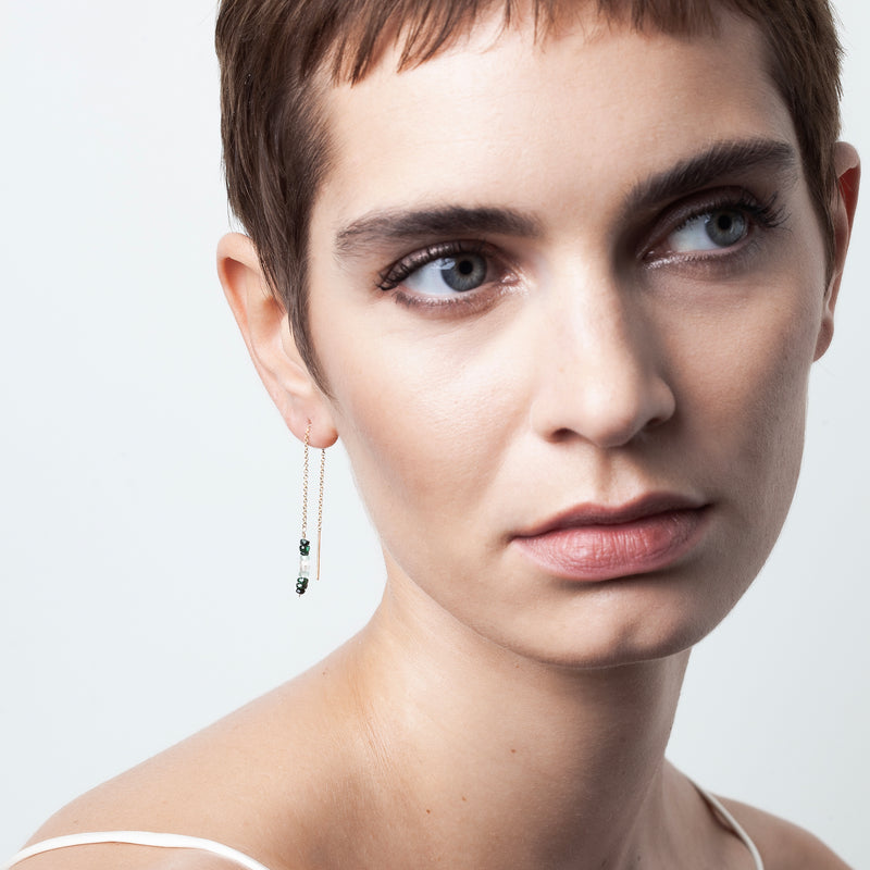 Atelier Paulin Boucle D'Oreille Chaîne Individuelle - émeraude