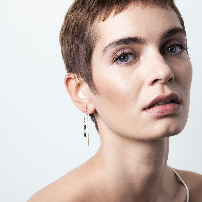 Atelier Paulin Boucle D'Oreille Chaîne Individuelle - émeraude