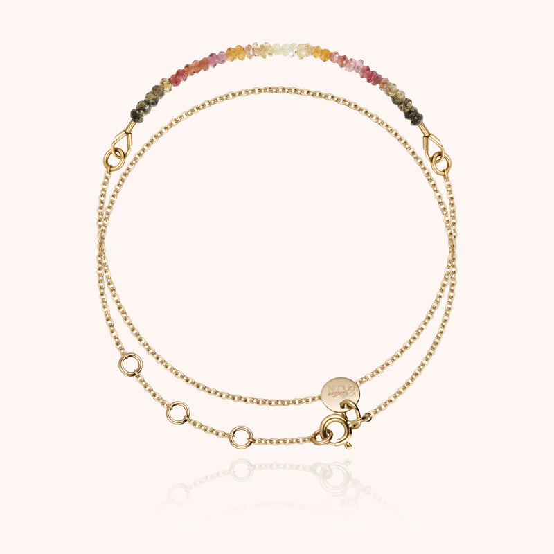 atelier paulin Bracelet Chaîne Double Tour - saphir fauve