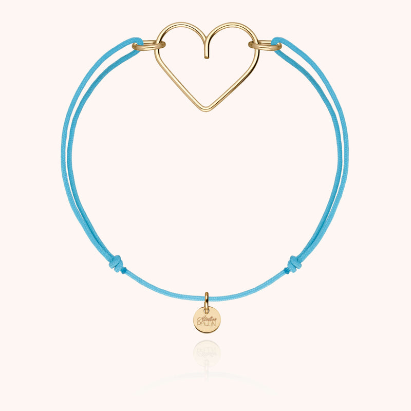 Atelier Paulin Bracelet Cordon Fluo Coeur - Or Jaune Laminé