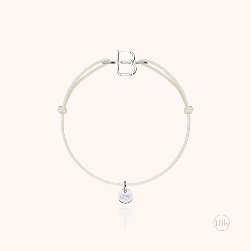 Atelier Paulin Bracelet Cordon Initiale Enfant - Or Blanc 750/1000