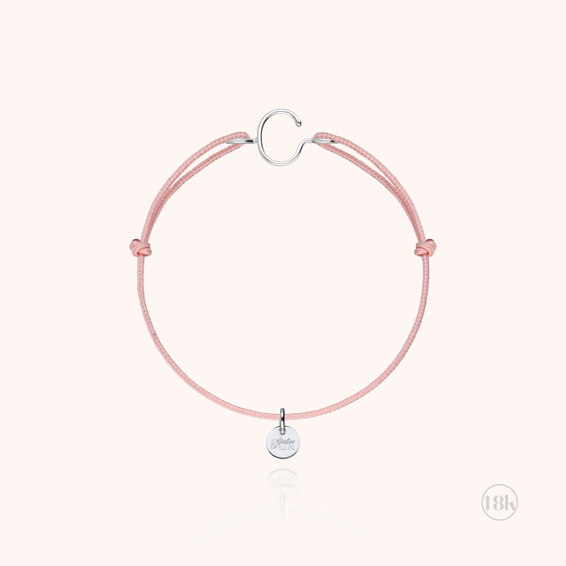 atelier paulin Bracelet Cordon Initiale Enfant - or blanc 750/1000