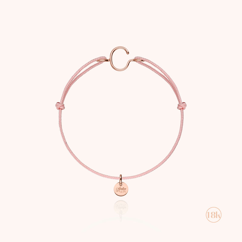 Atelier Paulin Bracelet Cordon Initiale Enfant - Or Rose 750/1000