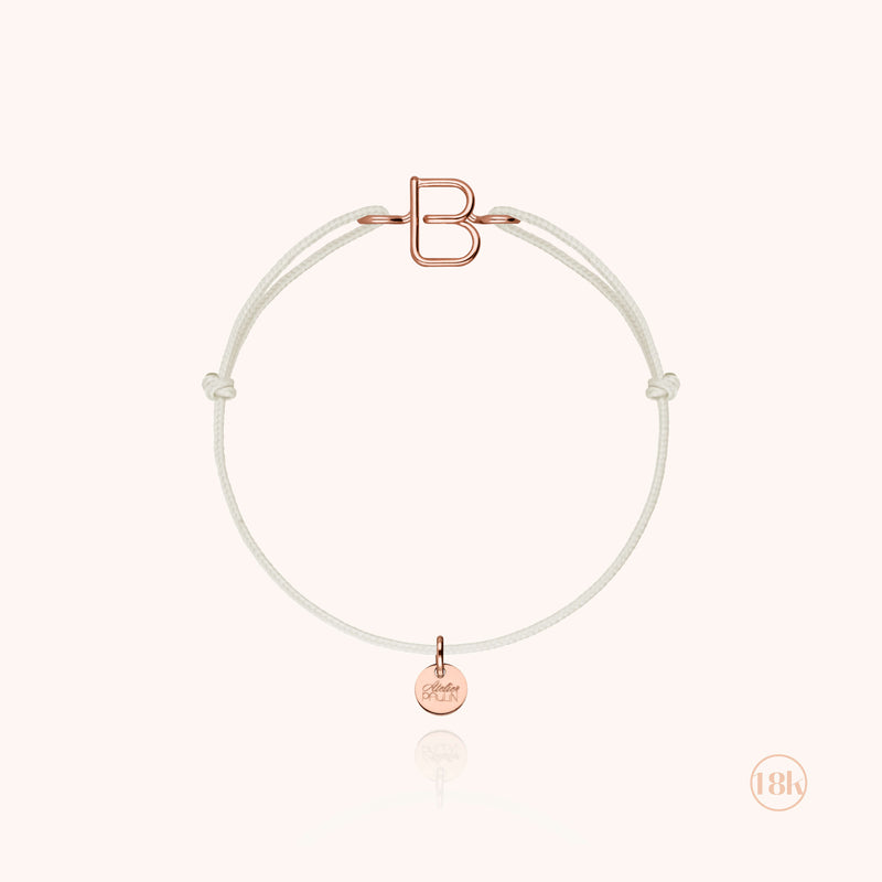 atelier paulin Bracelet Cordon Initiale Enfant - or rose 750/1000