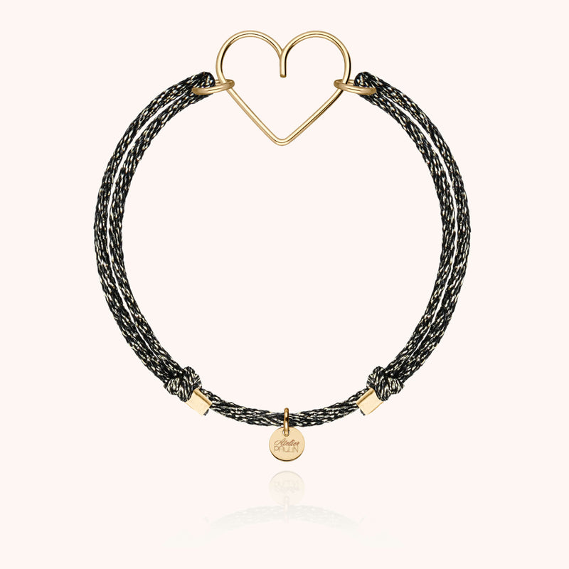 Atelier Paulin Bracelet Cordon Lurex Coeur - Or Jaune Laminé