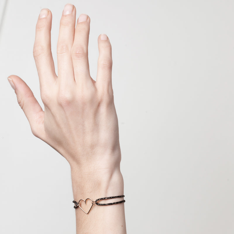 Atelier Paulin Bracelet Cordon Lurex Coeur - Or Jaune Laminé