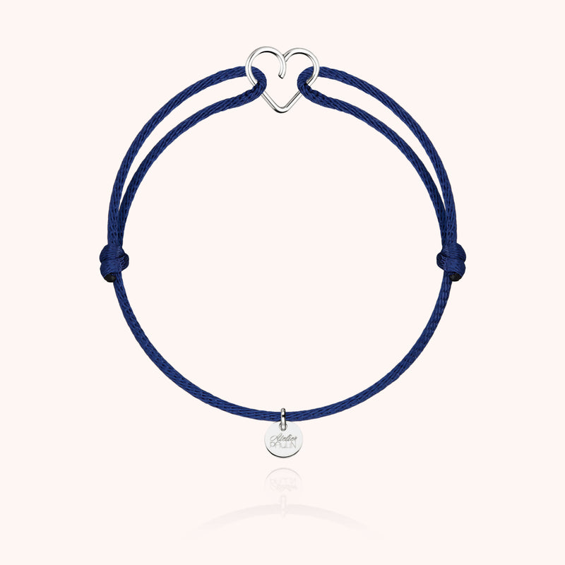 Atelier Paulin Bracelet Cordon Mini Coeur - Or Blanc 750/1000
