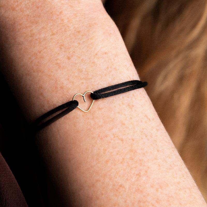 Atelier Paulin Bracelet Cordon Mini Coeur - Or Jaune 750/1000