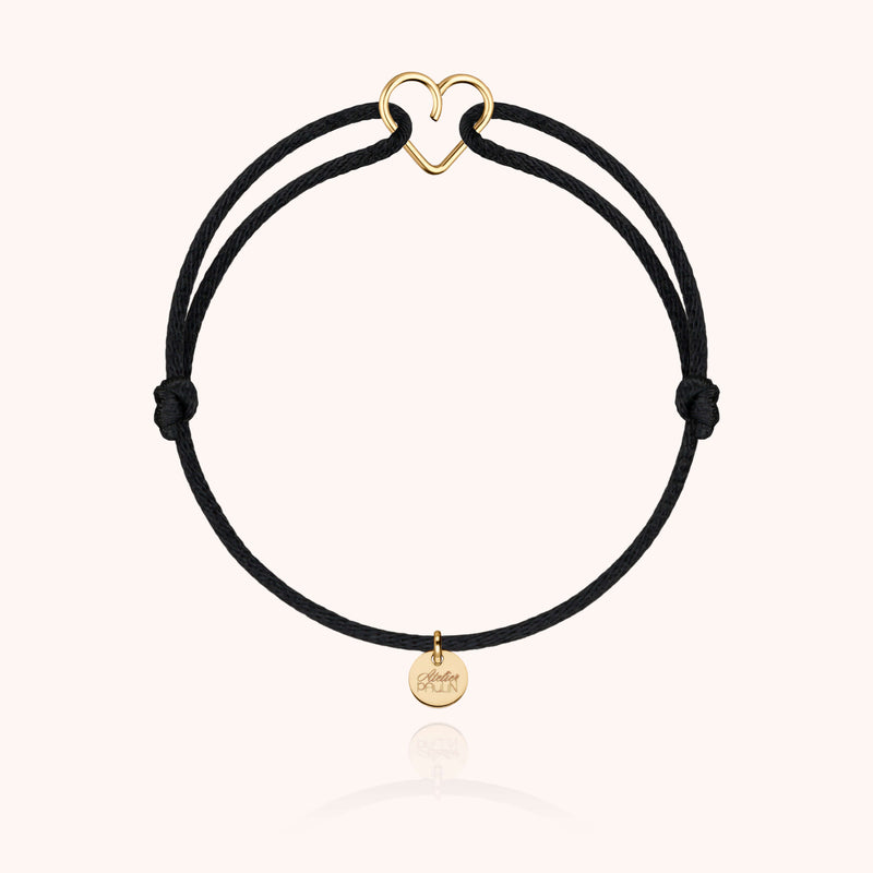 Atelier Paulin Bracelet Cordon Mini Coeur - Or Jaune 750/1000