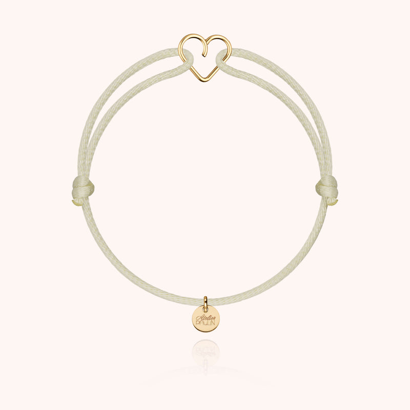 Atelier Paulin Bracelet Cordon Mini Coeur - Or Jaune Laminé
