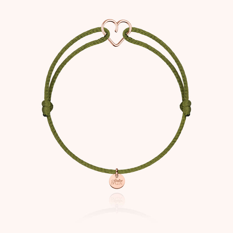 Atelier Paulin Bracelet Cordon Mini Coeur - Or Rose 750/1000