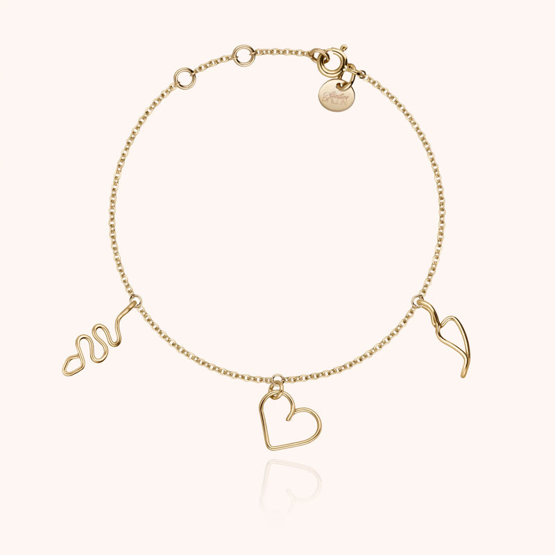 Atelier Paulin Bracelet Dare To Love Me - Bracelet Charms Passion En Or Laminé