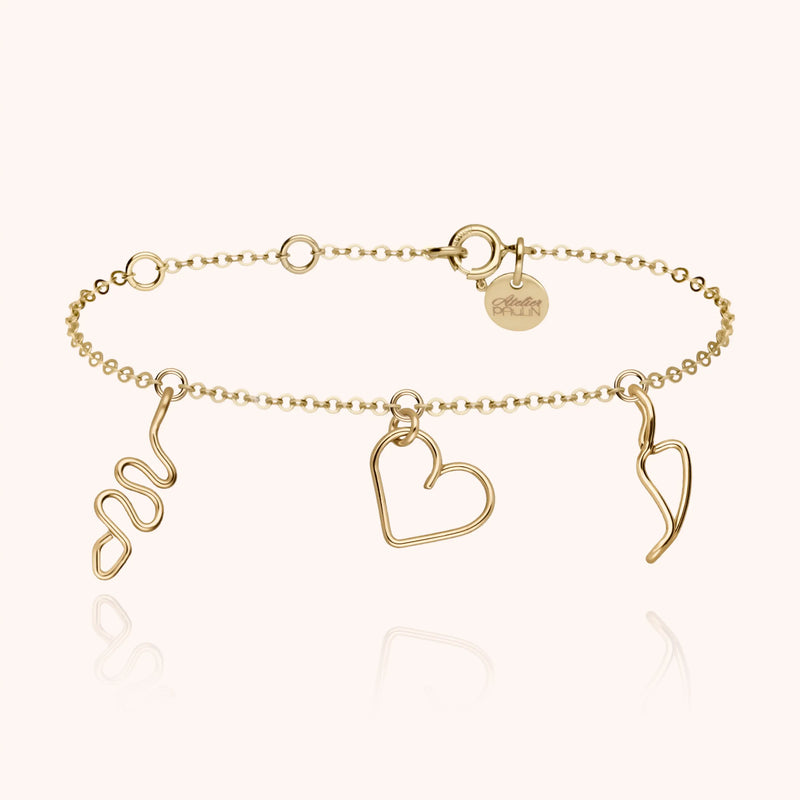 atelier paulin Bracelet Dare to Love Me - Bracelet Charms Passion en Or Laminé