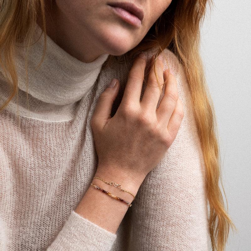 Atelier Paulin Bracelet Double Tour Personnalisé - Saphir Fauve