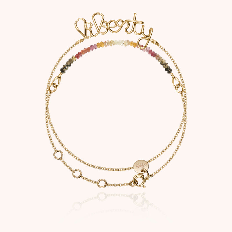 atelier paulin Bracelet Double Tour Personnalisé - saphir fauve