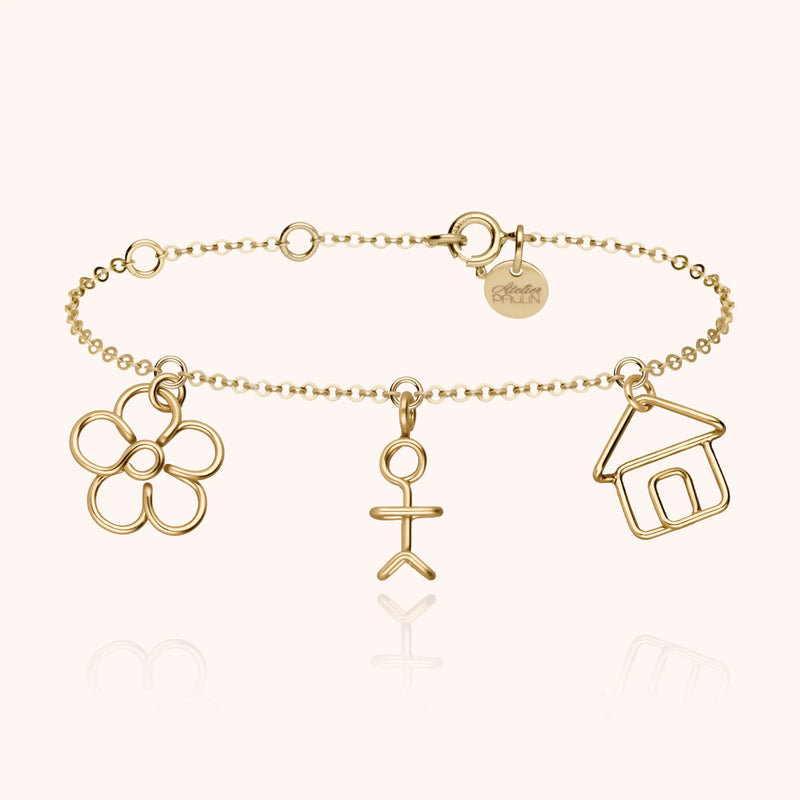 atelier paulin Bracelet Dream Big - Bracelet Charms Enfance en Or Laminé