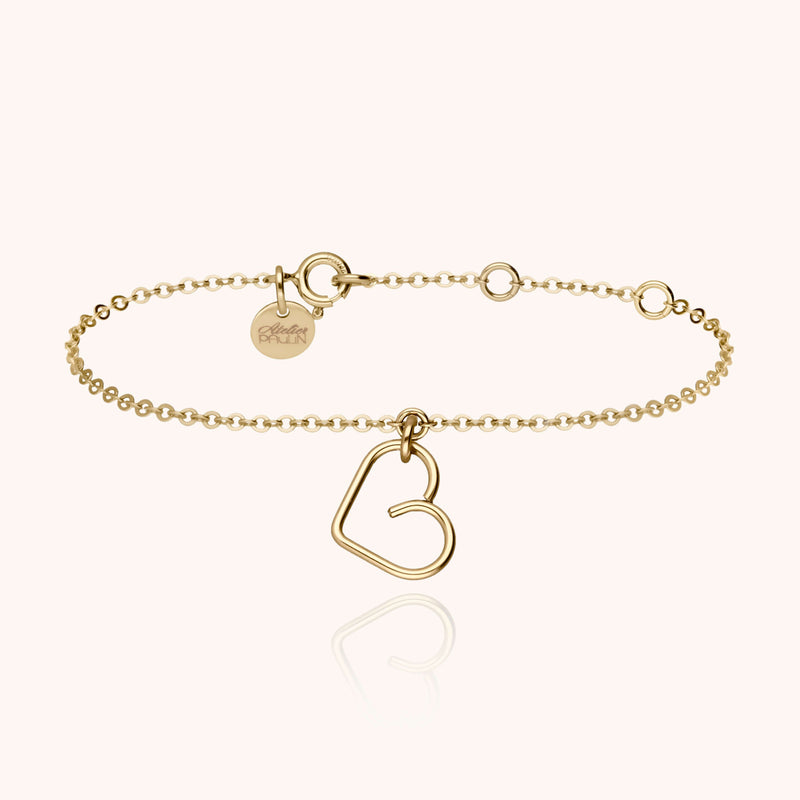 atelier paulin Bracelet Lucky One Charms Coeur - or jaune laminé