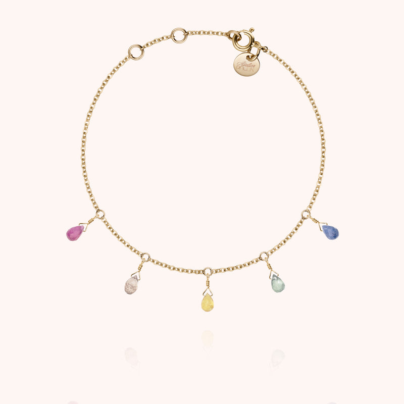 Atelier Paulin Bracelet Luna Saphirs Multicolores Rainbow Or Jaune