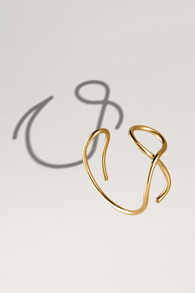 Atelier Paulin Bracelet Manchette Outline Lettre V - Or Jaune Laminé