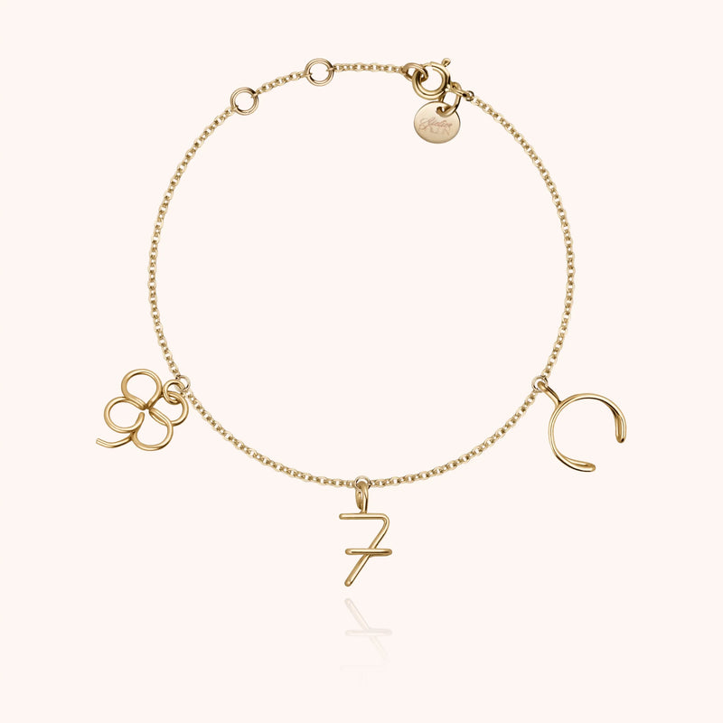 Atelier Paulin Bracelet Wish Me Luck - Bracelet Porte-bonheur Avec Charms En Or Laminé