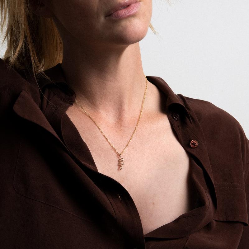 Atelier Paulin Collier Charms Snake - Collier Avec Pendentif Serpent En Or Laminé
