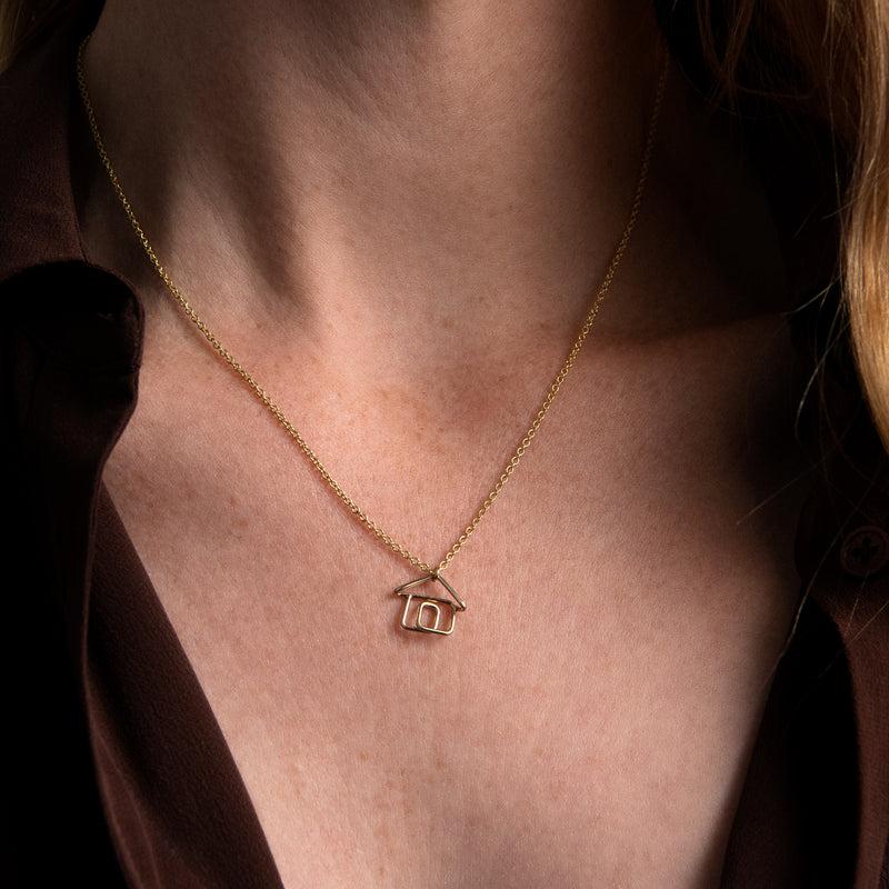 Atelier Paulin Collier Charms Tiny House - Collier Pendentif Maison En Or Laminé
