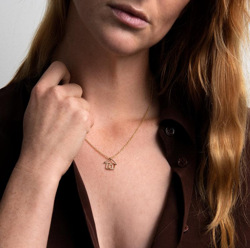 Atelier Paulin Collier Charms Tiny House - Collier Pendentif Maison En Or Laminé