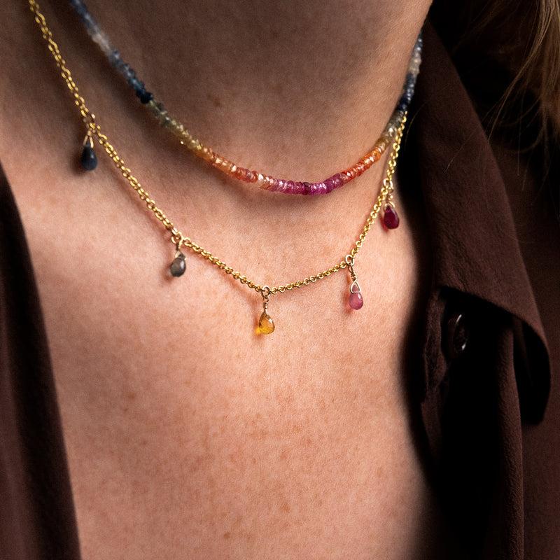 Atelier Paulin Collier Ras De Cou Rivière - Saphir Rainbow