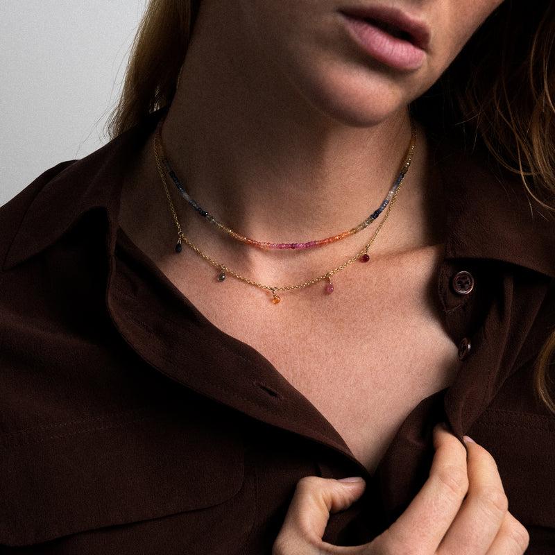 Atelier Paulin Collier Ras De Cou Rivière - Saphir Rainbow