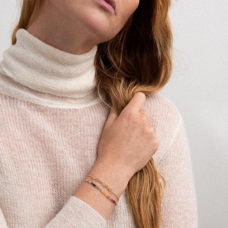 Atelier Paulin Double Tour Personalized Bracelet - Rainbow Sapphire