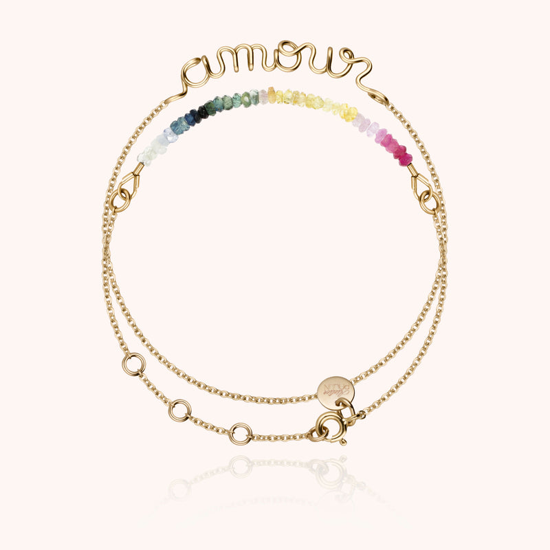 atelier paulin Double Tour Personalized Bracelet - rainbow sapphire
