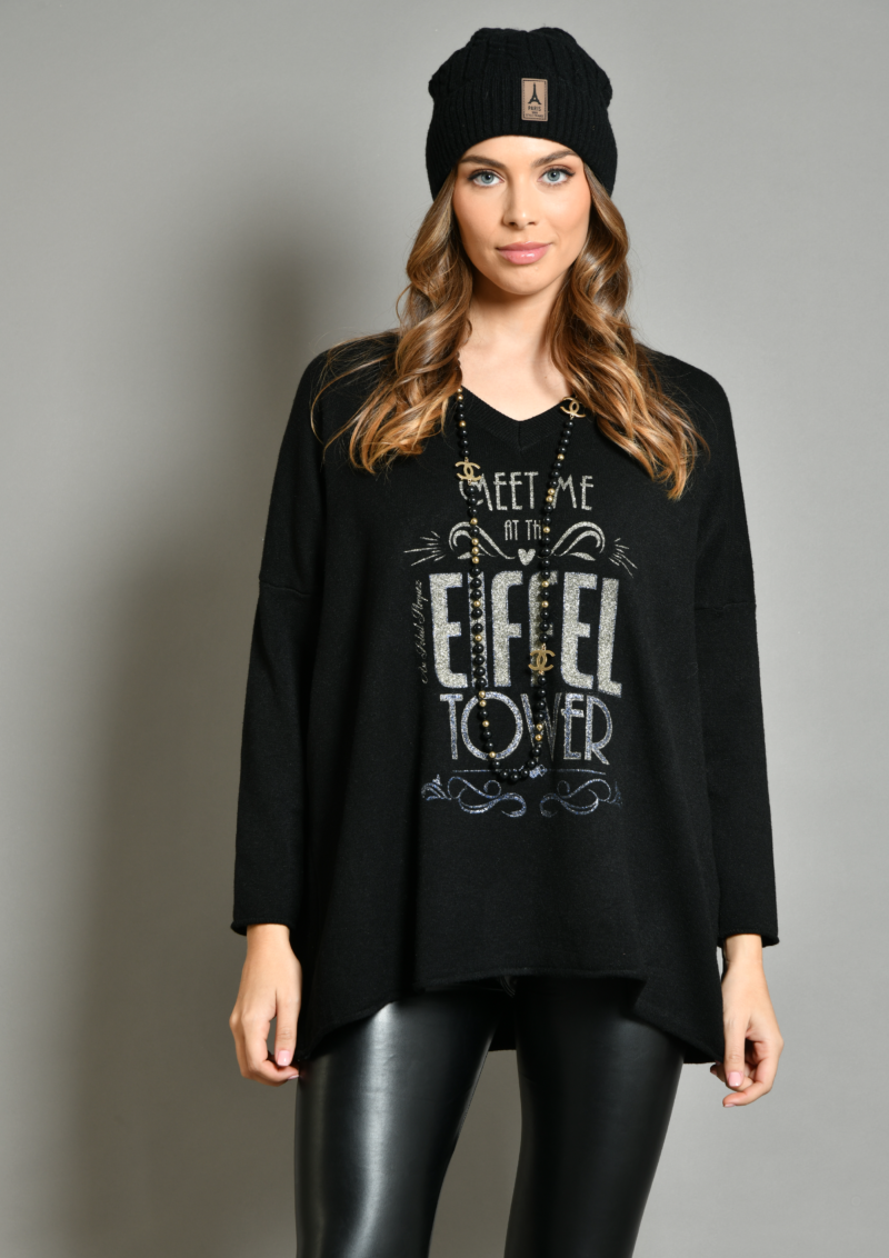 au soleil de saint tropez Pull Eiffel - meet me - noir