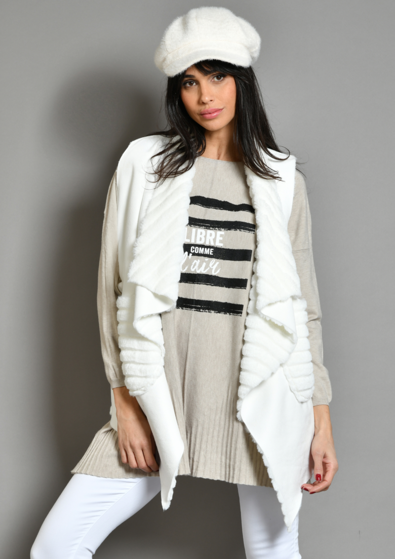 au soleil de saint tropez Gilet Chatelet cuir et fourrure vegan