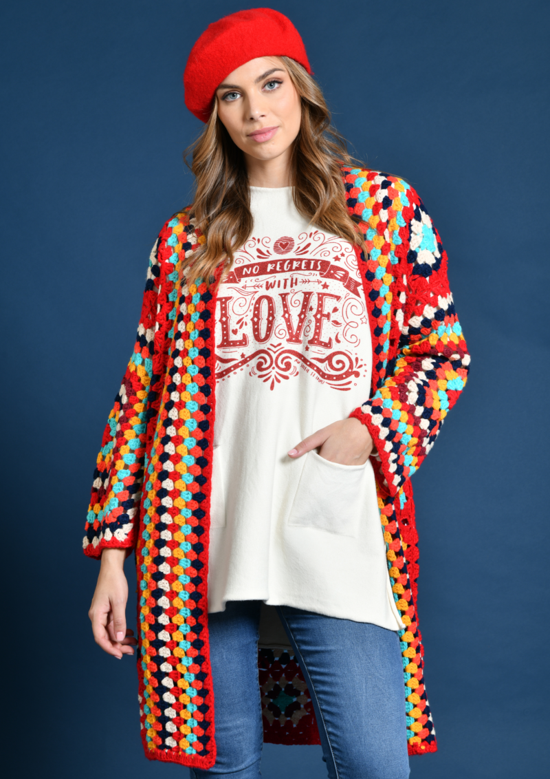 au soleil de saint tropez Gilet long Angélina crochet