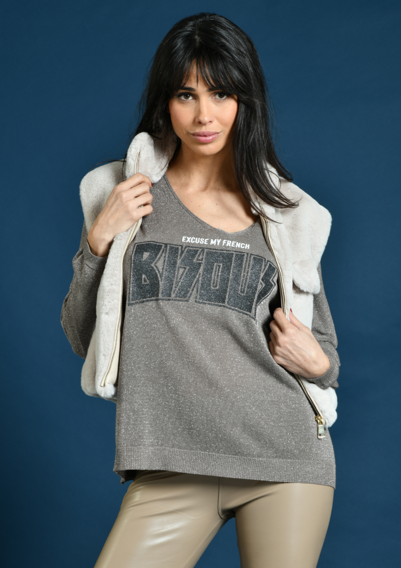 au soleil de saint tropez Gilet sans manches fourrure court écru fourrure vegan