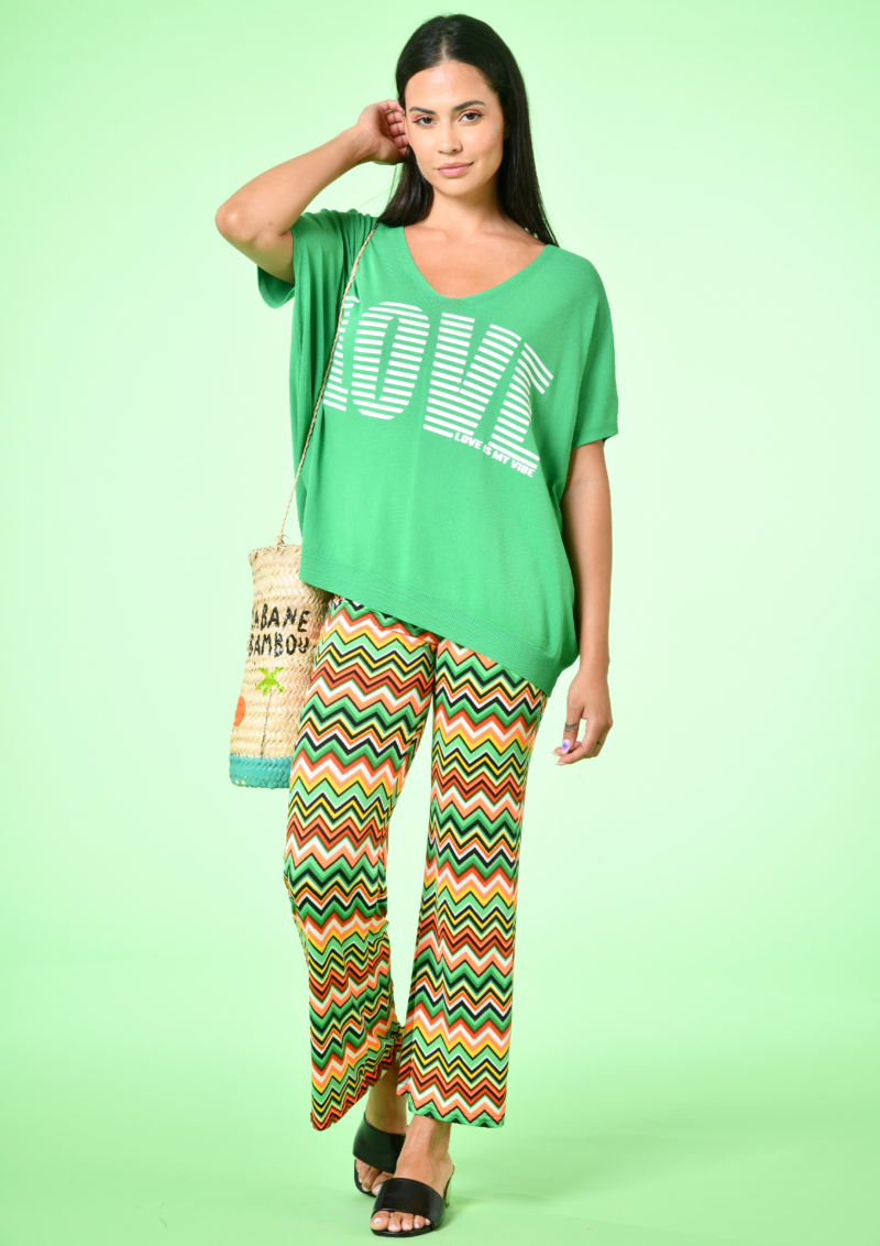 au soleil de saint tropez Pull adonis - Love - vert été summer 2024