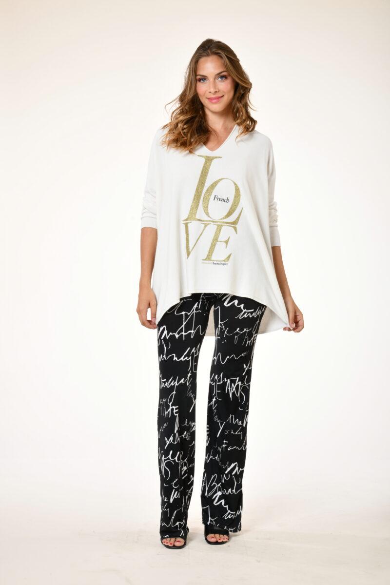 au soleil de saint tropez Pull adore - French love - blanc printemps 2024