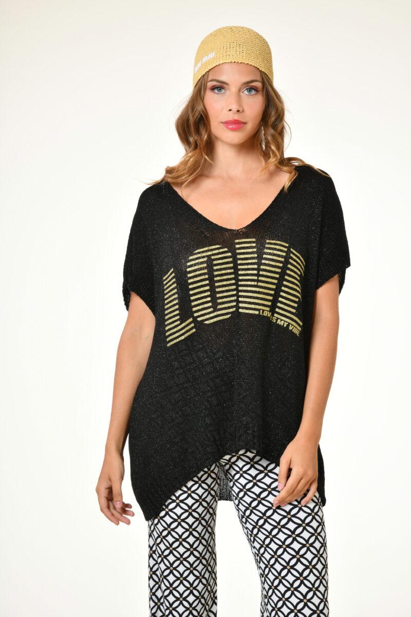 au soleil de saint tropez Pull Bellissima - Love noir printemps 2024 au soleil de saint tropez Pull Bellissima - Love noir printemps 2024