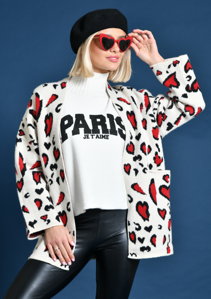 au soleil de saint tropez Pull col montant blanc Paris Je t'aime