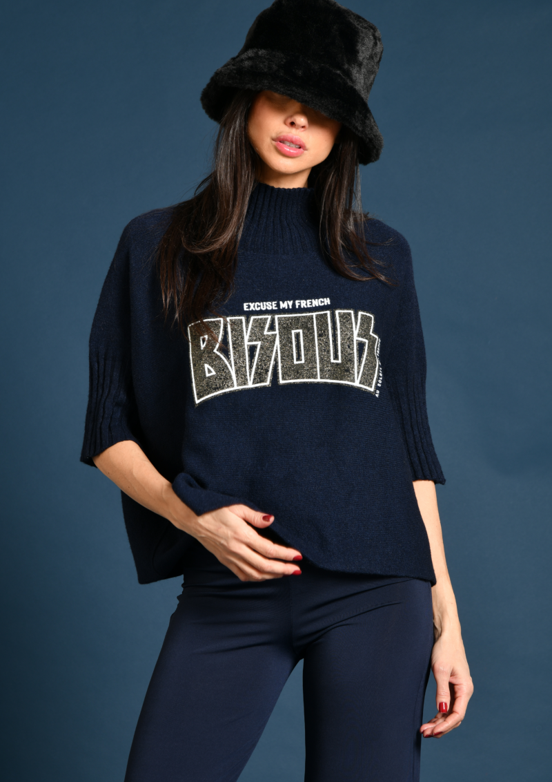 au soleil de saint tropez Pull col montant marine Excuse my french bisous