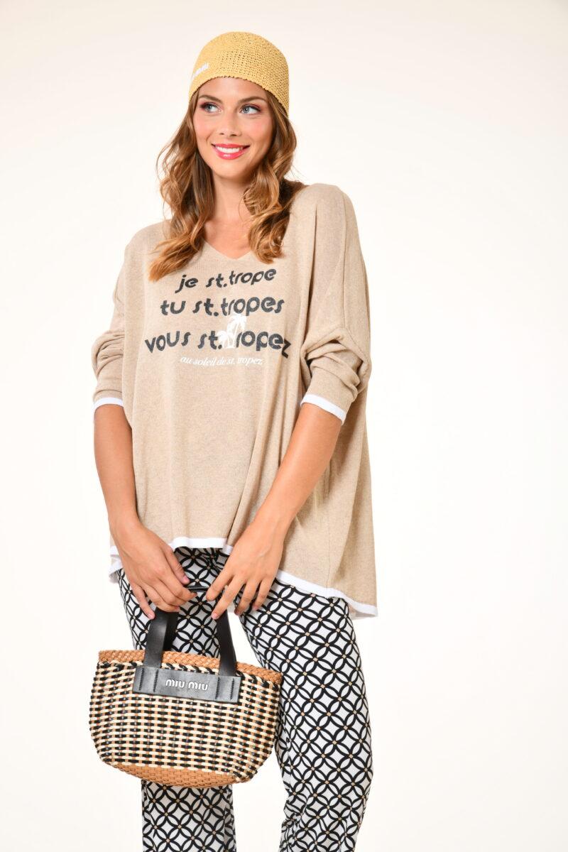 au soleil de saint tropez Pull crush - Je st trop - beige printemps 2024