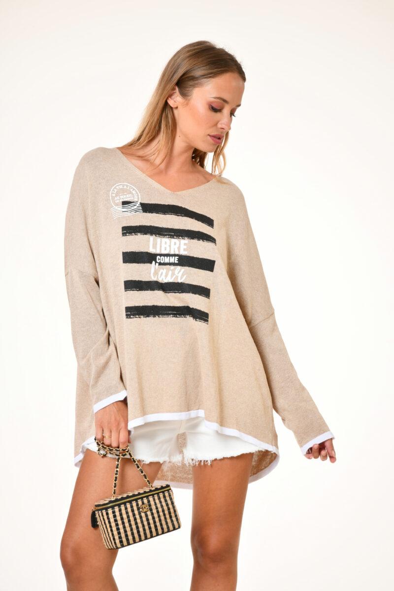 au soleil de saint tropez Pull Cushy - Libre - Beige printemps 2024 au soleil de saint tropez Pull Cushy - Libre - Beige printemps 2024