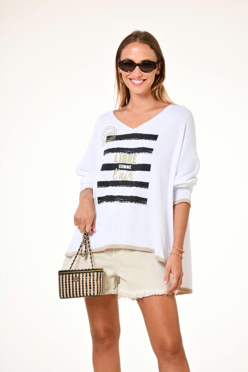 au soleil de saint tropez Pull famous - St Trop - Corail printemps 2024