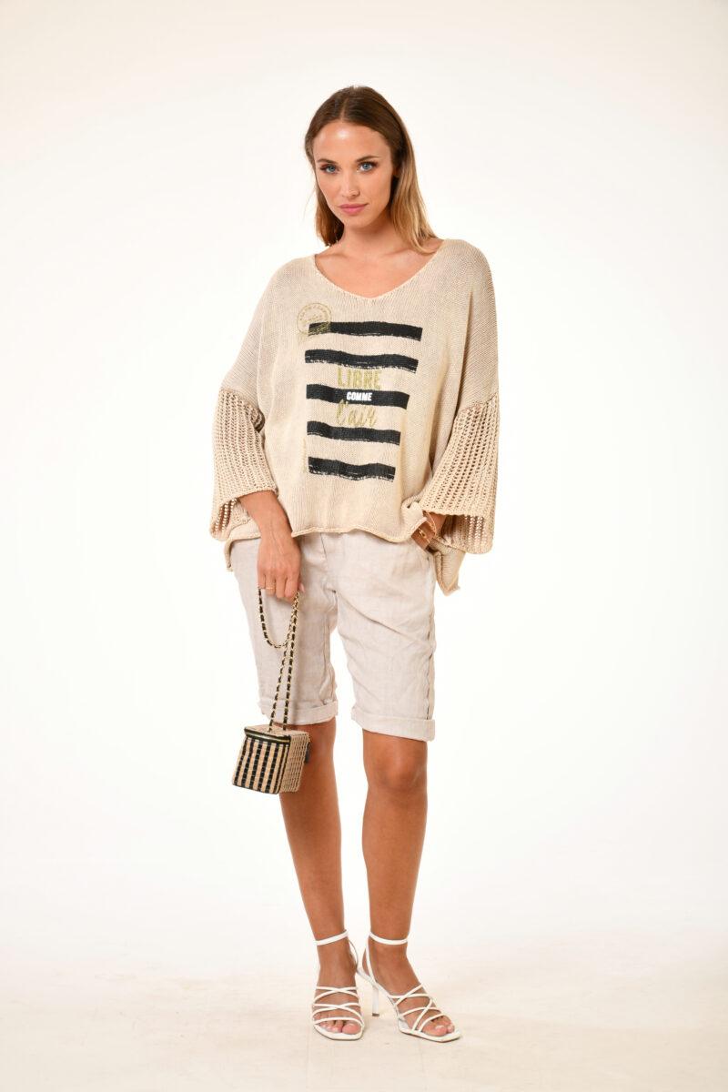 au soleil de saint tropez Pull Freedom - Libre - Beige printemps 2024