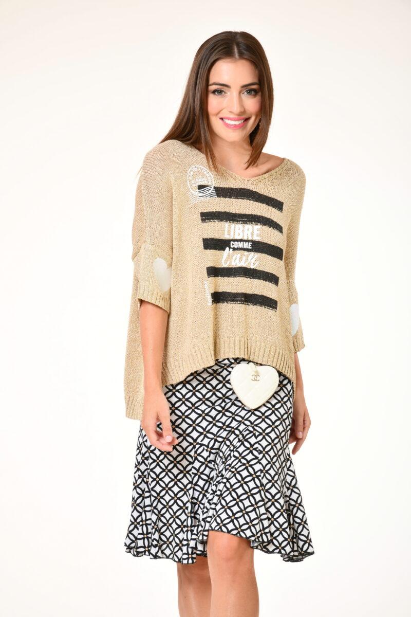 au soleil de saint tropez Pull Gioia - Libre - gold printemps 2024 au soleil de saint tropez Pull Gioia - Libre - gold printemps 2024